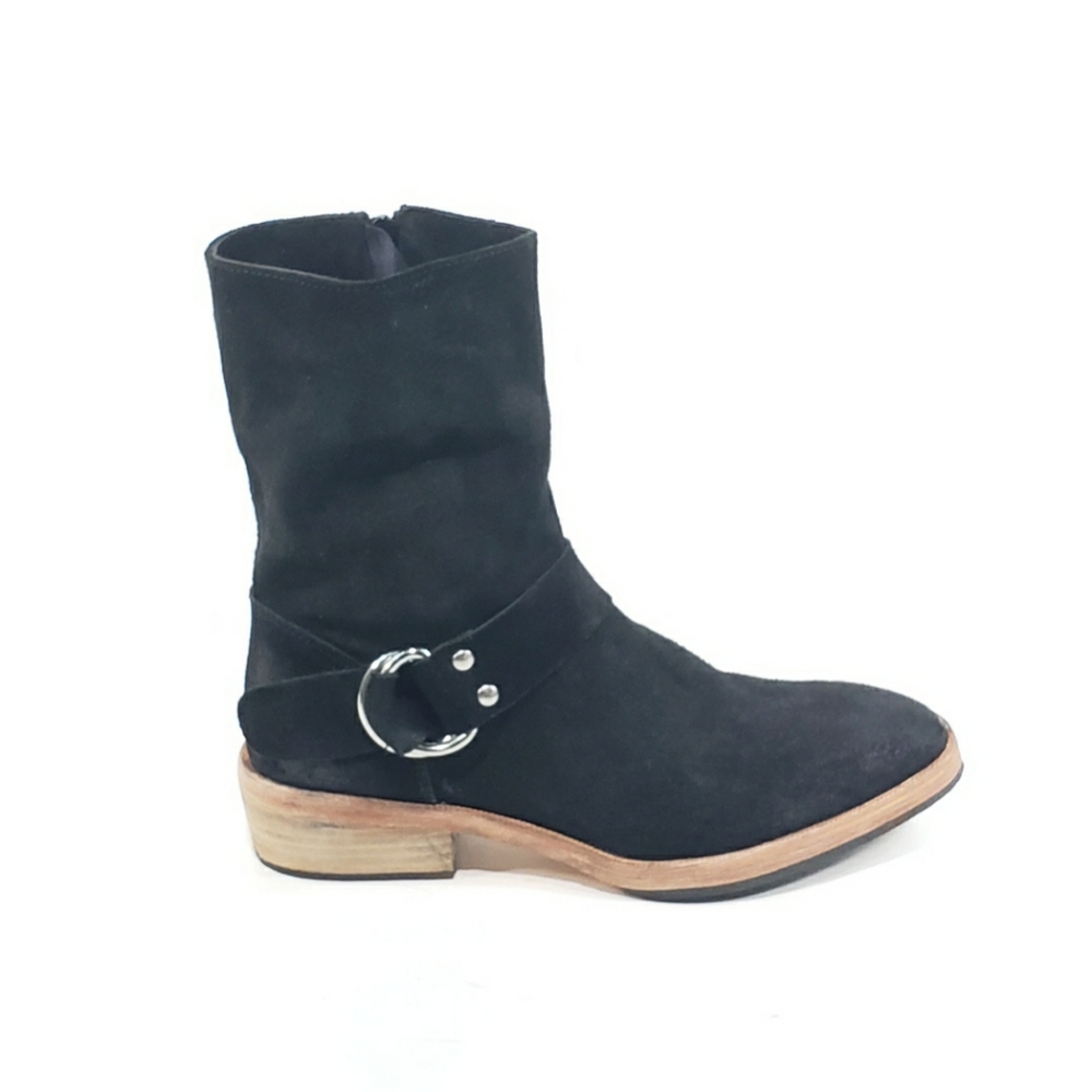 Free People Vienna Ankle Boots Harness Black Suede - Picture 9 of 9